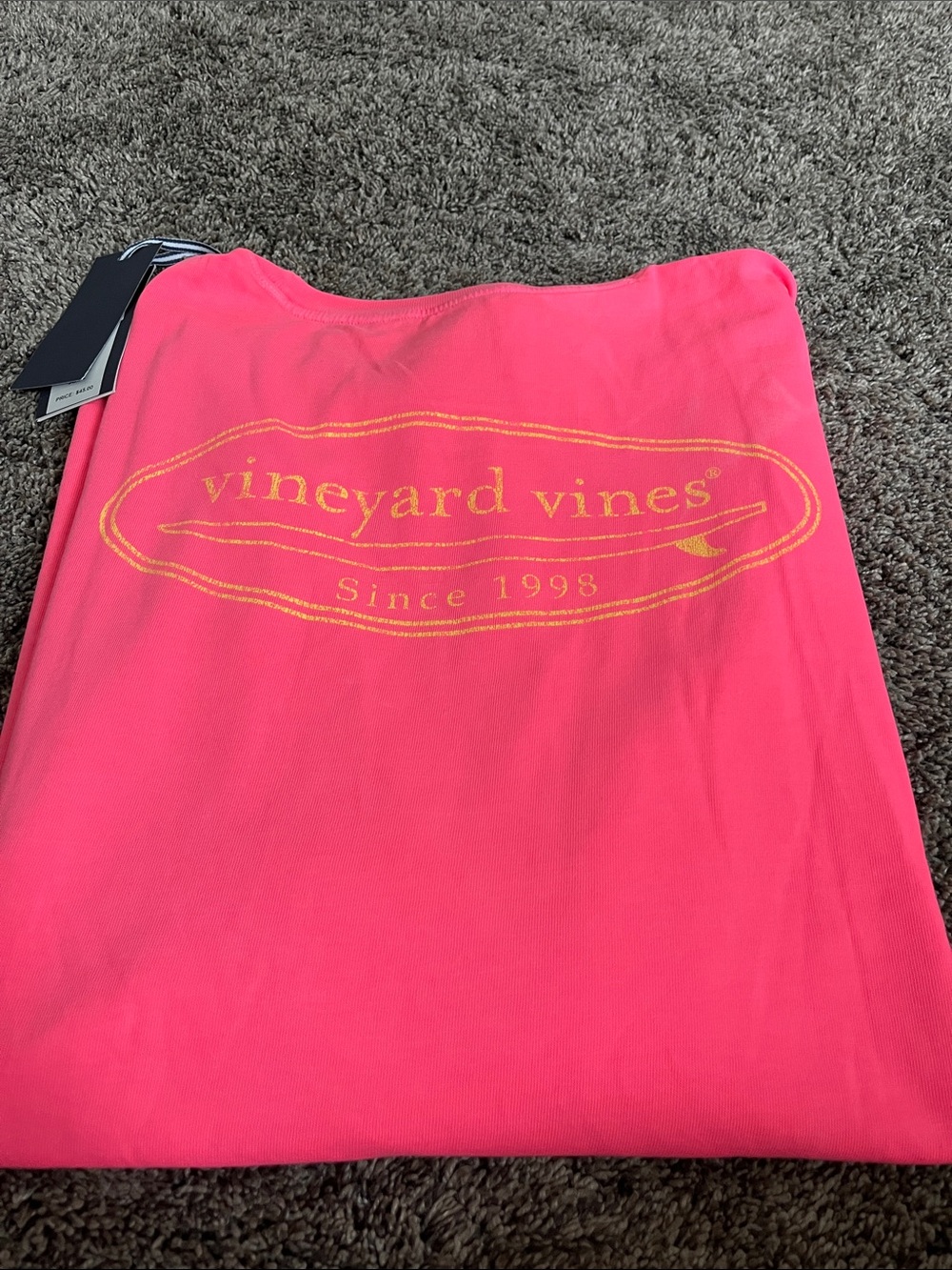 Vineyard Vines Neon Rosa/Pink Tee with Yellow Logon. New. Mens. XXL